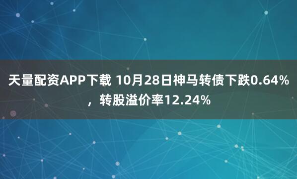 天量配资APP下载 10月28日神马转债下跌0.64%，转股溢价率12.24%